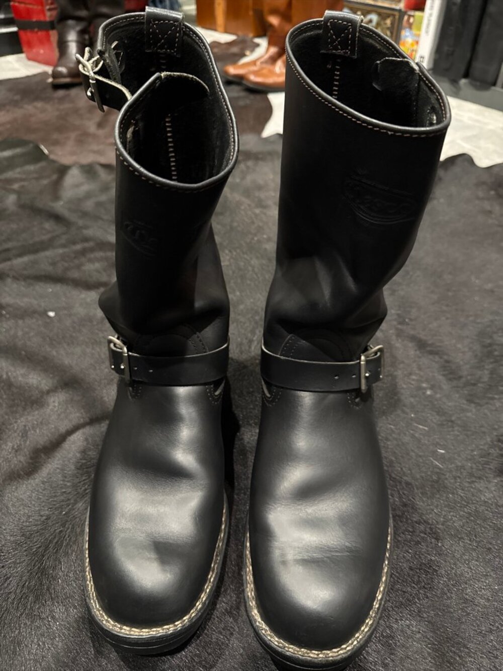 Wesco Boss Boots 12D Black Oil Tan 11’ Engineer Boots